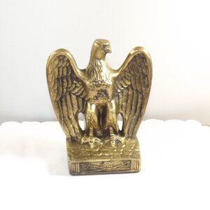 Vintage Brass Bald Eagle Figurine, Brass Americana, Man Cave or Office Decor